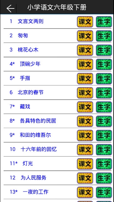 小学语文六年级下册