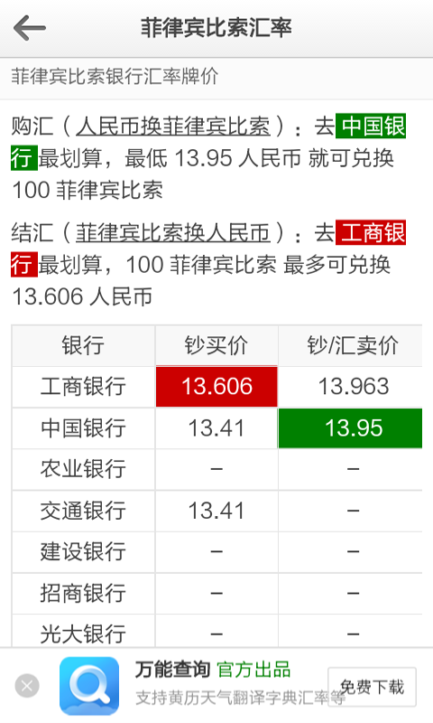 汇率换算查询