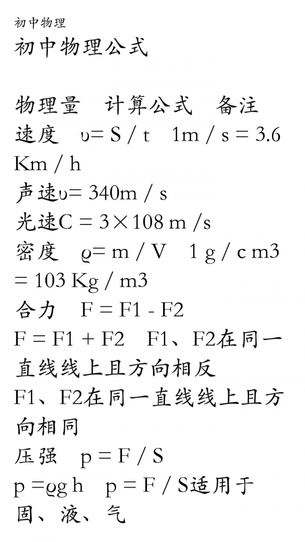 初中物理重点合集